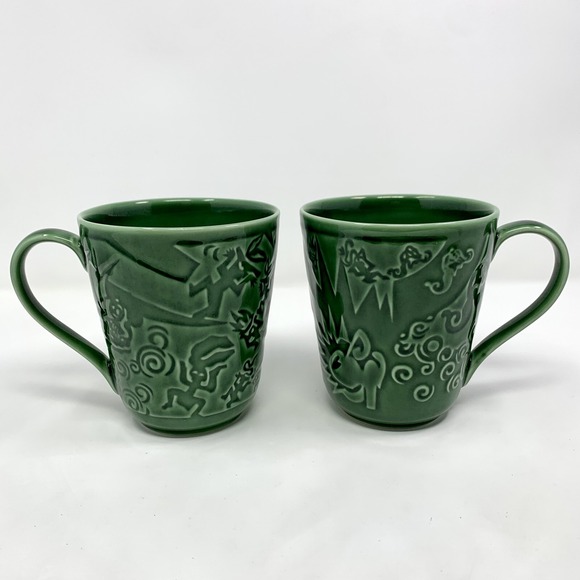 Other - Set of 2 Vtg STARBUCKS Chaleur 16oz Green Mugs Mermaid/Tribal Island Symbols